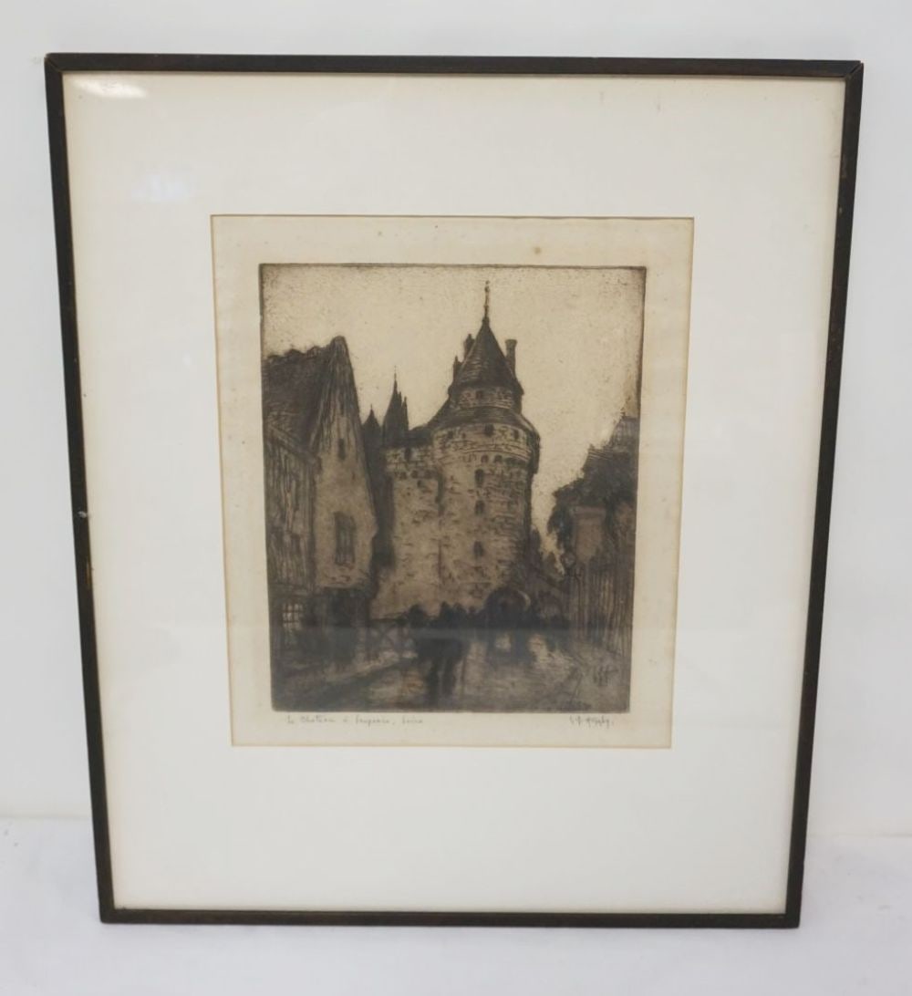 FRAMED & MATTED PRINT OF CASTLE: FRAMED & MATTED PRINT OF CASTLE, ARTIST SIGNED, APPROXIMATELY 19 IN X 24 IN OVERALL