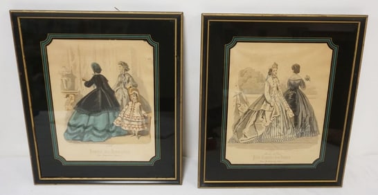 2 FRAMED FRENCH FASHION PRINTS