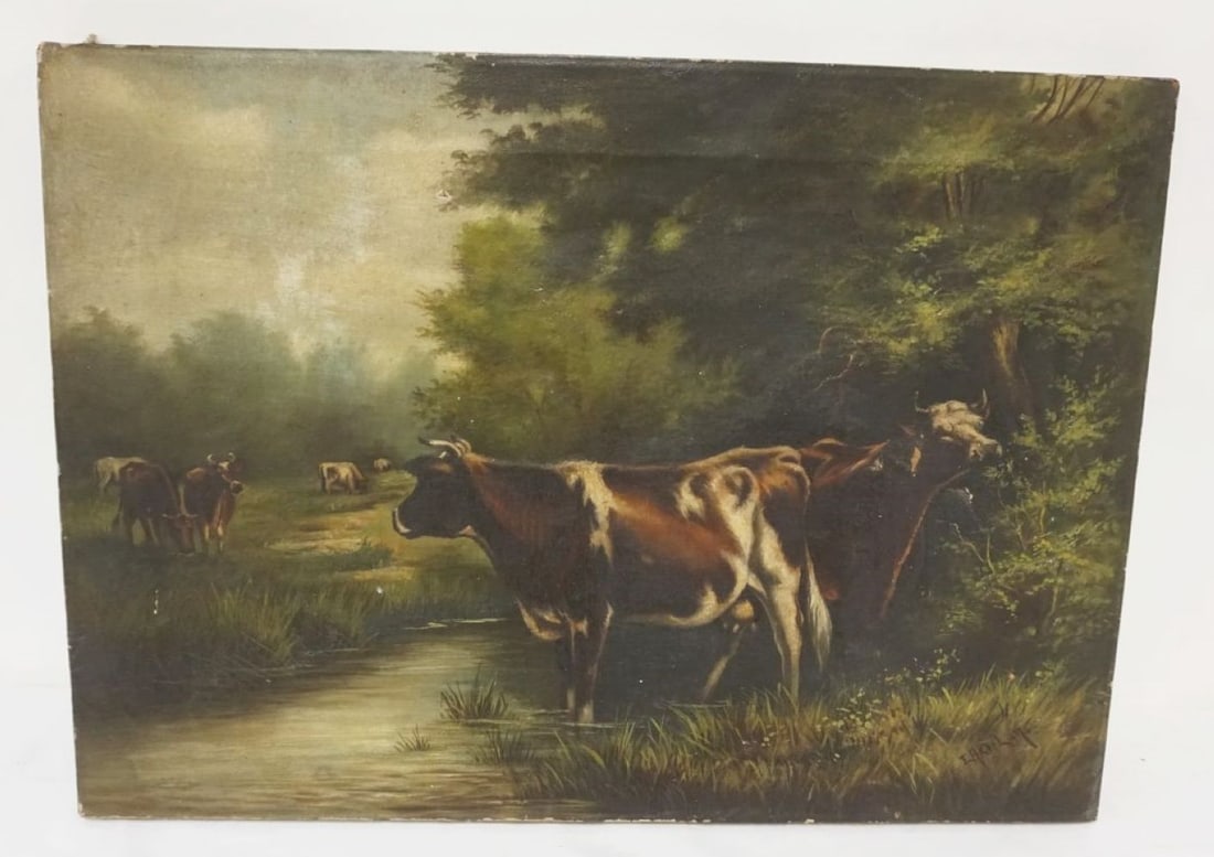 ANTIQUE OIL PAINTING ON CANVAS (1 of 5)