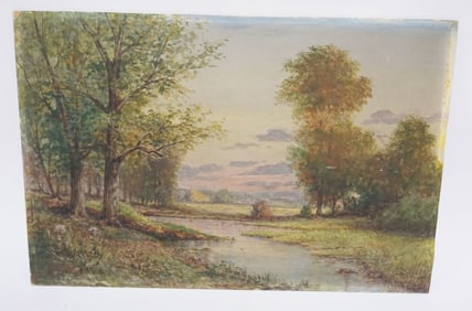 OIL PAINTING ON BOARD IMAGE OF STREAM