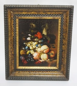 OIL PAINTING ON TIN STILL LIFE