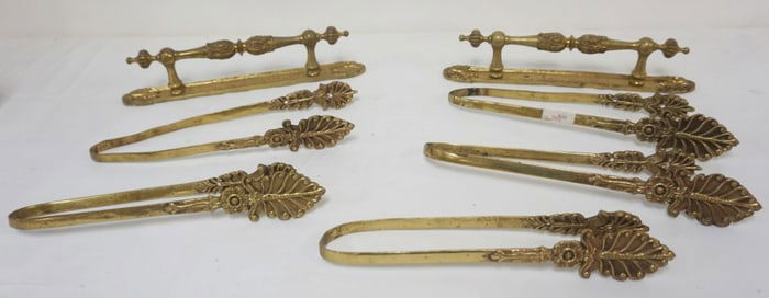 ORNATE BRASS TIE BACKS AND HANDLES