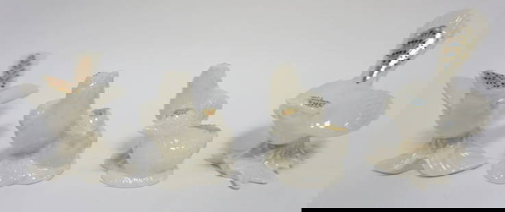 LENOX CHINA JEWELS COLLECTION FIGURES: LENOX CHINA JEWELS COLLECTION CA 1990S, GROUP OF 4 FIGURES INCLUDING CARDINAL, BLUE JAYU AND BABY CHICKS, TALLEST APPROXIMATELY 6 IN H