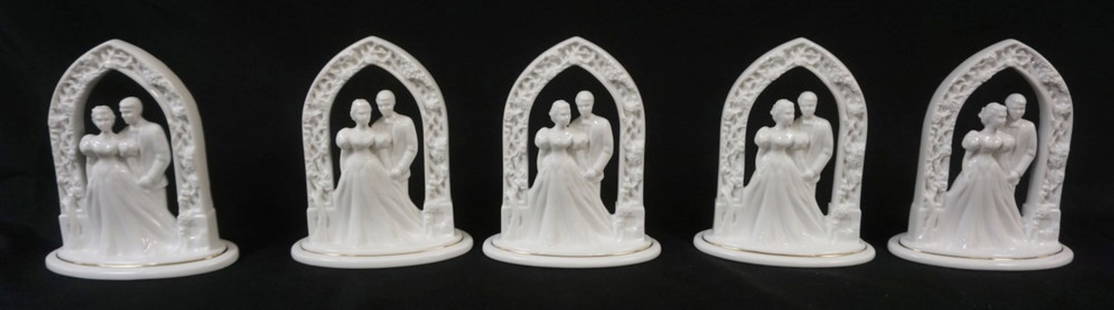 LENOX CHINA WEDDING PROMISES: LENOX CHINA, 5 WEDDING PROMIES COLLECTION BRIDE AND GROOM UNDER TRELLIS, APPROXIMATELY 7 IN H