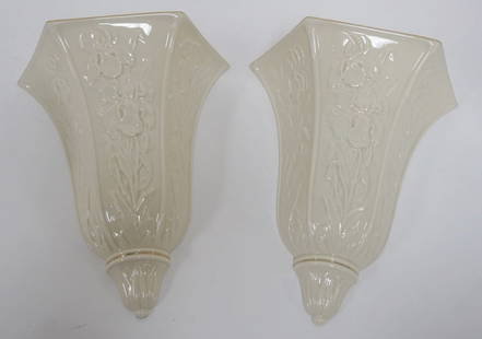 LENOX CHINA WALL POCKET VASES: LENOX CHINA,PAIR OF WALL POCKET VASES *MASTER PIECE WALL VASE*, EACH APPROXIMATELY 8 IN H