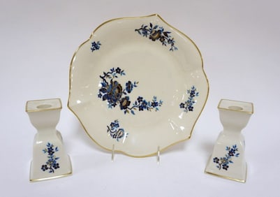 LENOX CHINA PLATE AND CANDLESTICKS