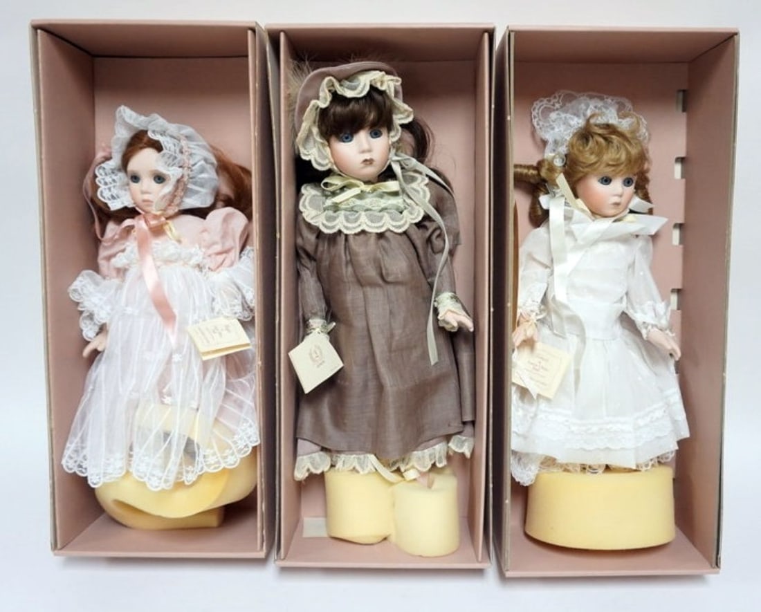LENOX GALLERY OF GIFTS CHINA DOLLS: LENOX GALLERY OF GIFTS CHINA DOLLS, 3 INCLUDING JESSICA, REBECCA AND MAGGIE, TALLEST APPROXIMATELY 20 IN H