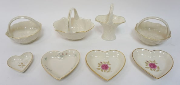 LENOX CHINA BASKETS AND HEART DISHES
