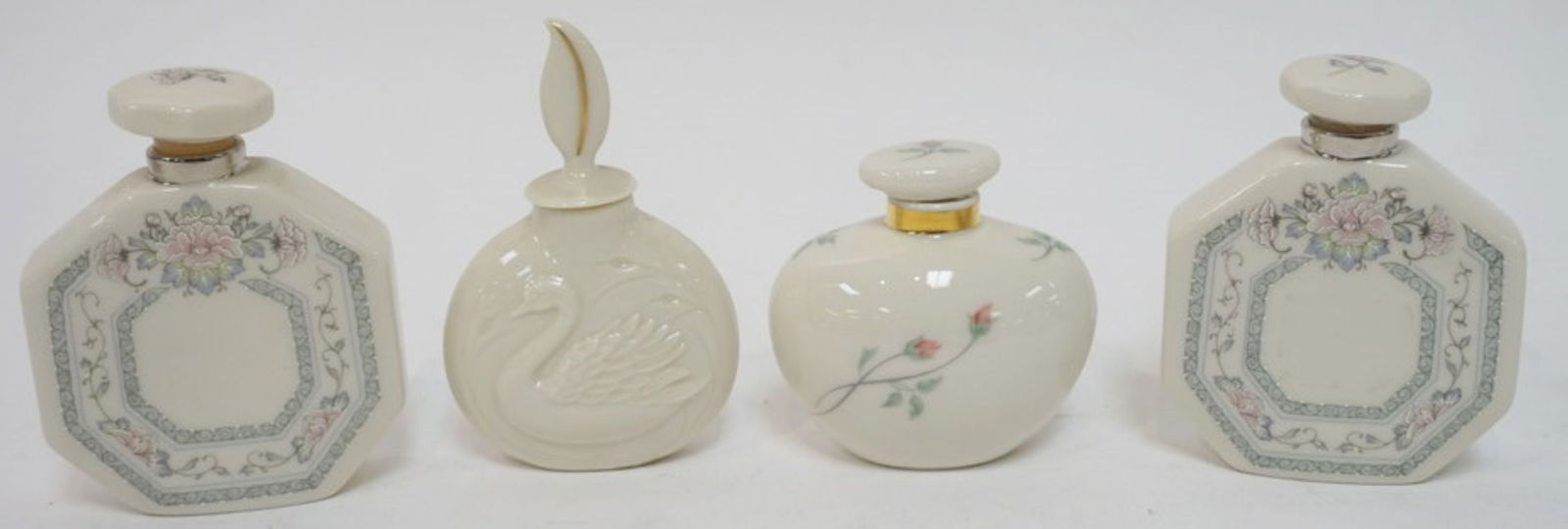 LENOX CHINA PERFUMES: LENOX CHINA FRAGANCE COLLECTION PERFUMES, 4 ASSORTED GOLD WREATH MARKED, APPROXIMATELY 4 1/4 IN H