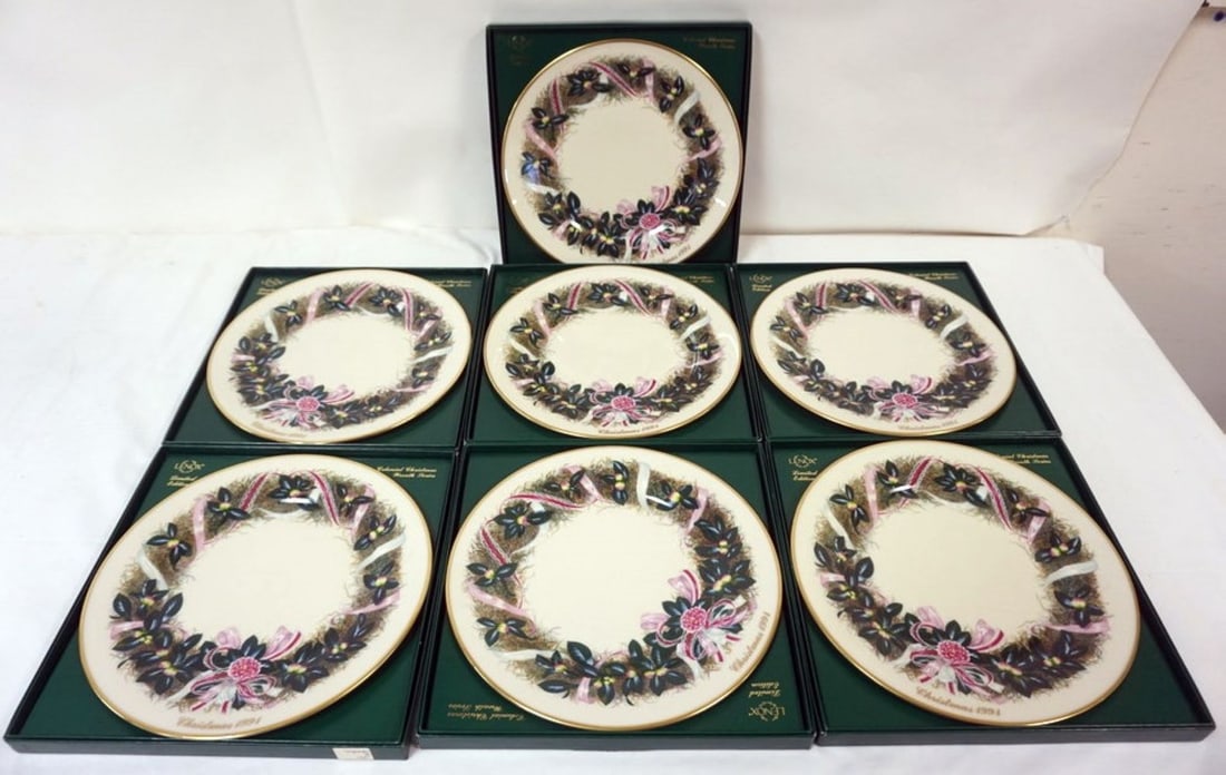 LENOX 7 COLONIAL CHRISTMAS PLATES: LENOX 7 COLONIAL CHRISTMAS PLATES, ALL 1994