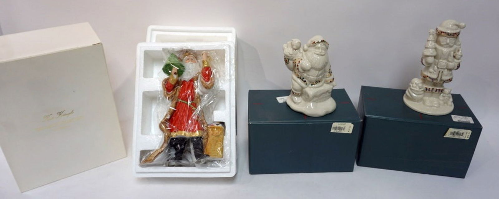 LENOX CHINA KRIS KRINGLE FIGURE & NUTCRACKER, ETC: LENOX CHINA KRIS KRINGLE FIGURE, NUTCRACKER & SANTA VISIT, LARGEST APPROXIMATELY 9 IN HIGH