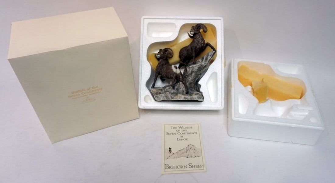 LENOX THE WILDLIFE OF THE SEVEN CONTINENTS: LENOX THE WILDLIFE OF THE SEVEN CONTINENTS *BIGHORN SHEEP* FIGURE, APPROXIMATELY 8 1/2 IN HIGH