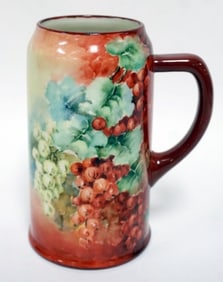 AMERICAN BELLEEK HAND PAINTED MUG TANKARD