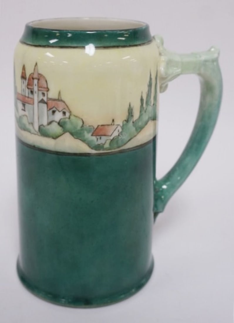 AMERICAN BELLEEK HAND PAINTED MUG TANKARD (1 of 5)