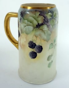 AMERICAN BELLEEK HAND PAINTED MUG TANKARD