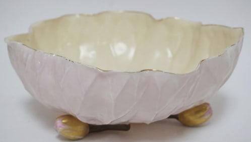 OTT & BREWER AMERICAN BELLEEK LEAF BOWL