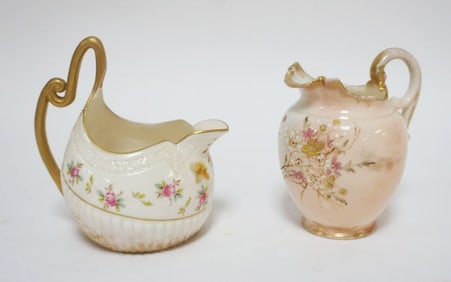 2 AMERICAN BELLEEK MINIATURE PITCHERS