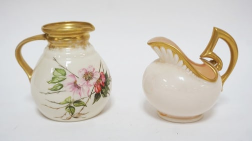 2 AMERICAN BELLEEK MINIATURE PITCHERS
