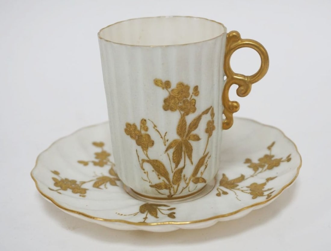 AMERICAN BELLEEK TEACUP & SAUCER: AMERICAN BELLEEK CERAMIC ART CO TEACUP & SAUCER