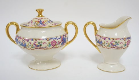 COXON AMERICAN BELLEEK CREAMER & SUGAR