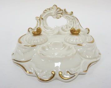 AMERICAN BELLEEK TRENTON NJ INKWELL