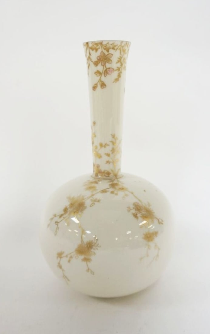 OTT & BREWER AMERICAN BELLEEK BUD VASE: OTT & BREWER AMERICAN BELLEEK BUD VASE, APPROXIMATELY 8 IN HIGH