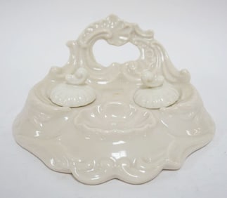 AMERICAN BELLEEK DOUBLE INKWELL