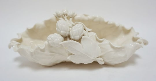AMERICAN BELLEEK LEAF SHAPED BOWL