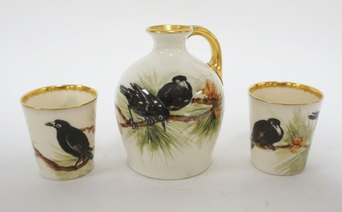 LENOX BELLEEK MINIATURE JUG W/2 GLASSES (1 of 8)