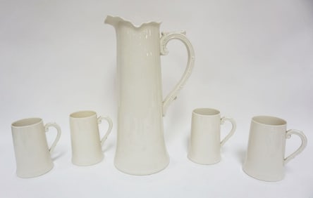 WILLETS BELLEEK LARGE PITCHER W/4 MUGS