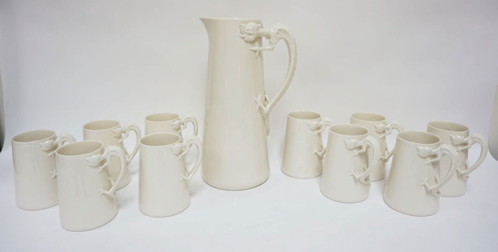 LENOX BELLEEK LARGE PITCHER & 10 MUGS (1 of 11)