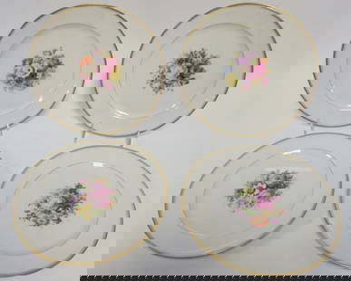 4 LENOX MORLEY FLORAL PLATES: 4 LENOX MORLEY HAND PAINTED FLORAL PLATES