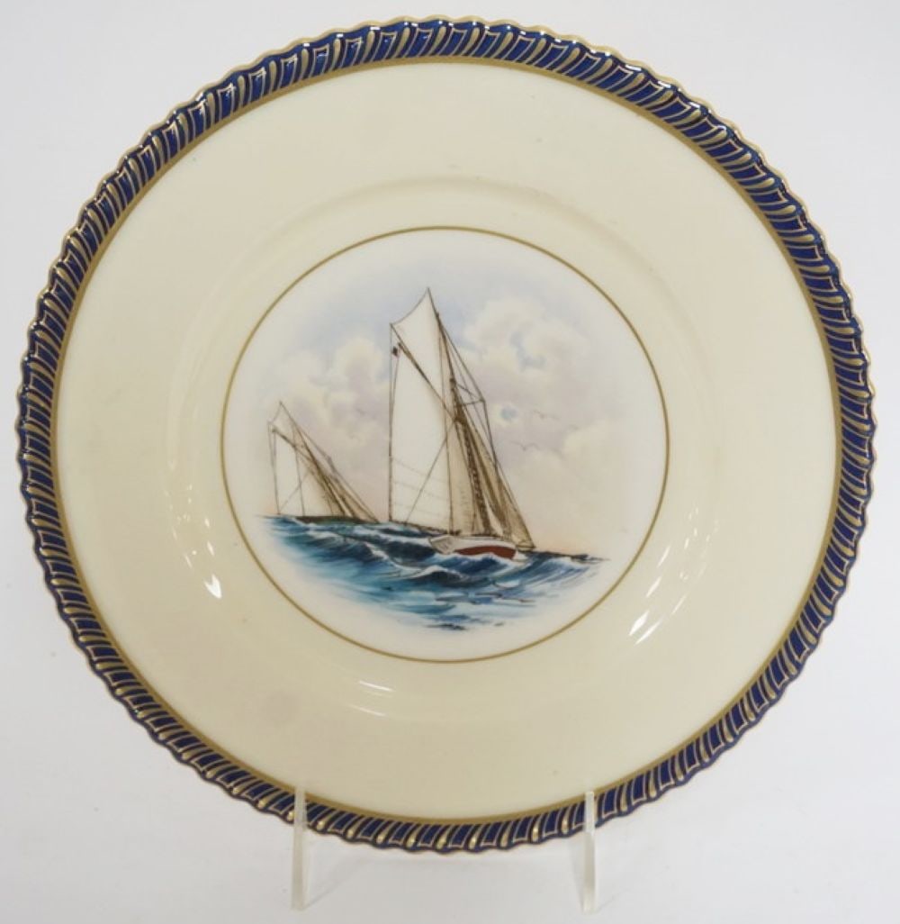 LENOX NAUTICAL PLATE: LENOX NAUTICAL PLATE COMMEMORATING THE SEVENTH CHALLENGE VICE COM JAMES BELL, APPROXIMATELY 10 1/2 IN