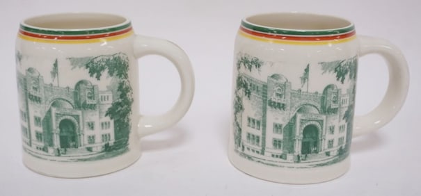 2 LENOX GREEN MARK ATLANTIC CITY 1933 MUGS