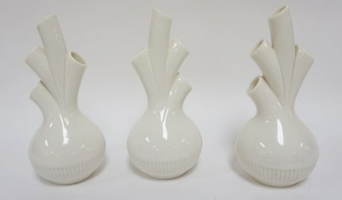 3 LENOX GREEN MARK 4 HOLE BUD VASES