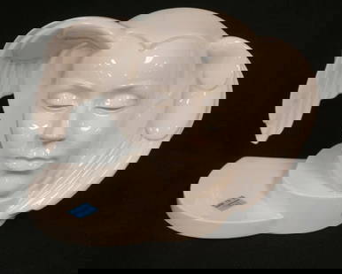 LENOX PORCELAIN VINTAGE FIGURE HEAD: LENOX PORCELAIN VINTAGE ART NOUVEAU FIGURE HEAD, APPROXIMATELY 11 IN X 5 IN X 8 IN HIGH