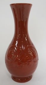 LENOX GREEN MARK OXBLOOD EMBOSSED VASE