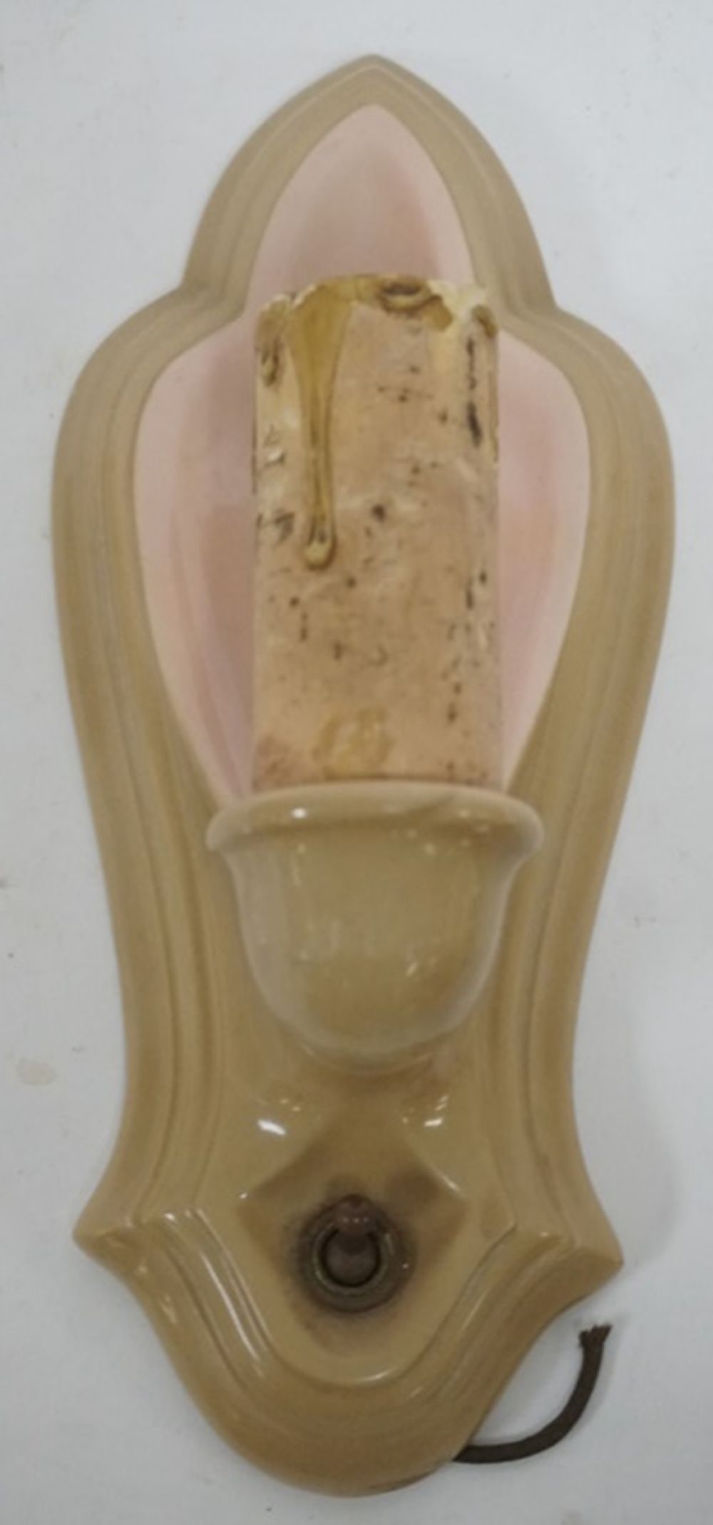 LENOX PINK AND BROWN WALL SCONCE: LENOX PINK AND BROWN WALL SCONCE, APPROXIMATELY 10 IN H