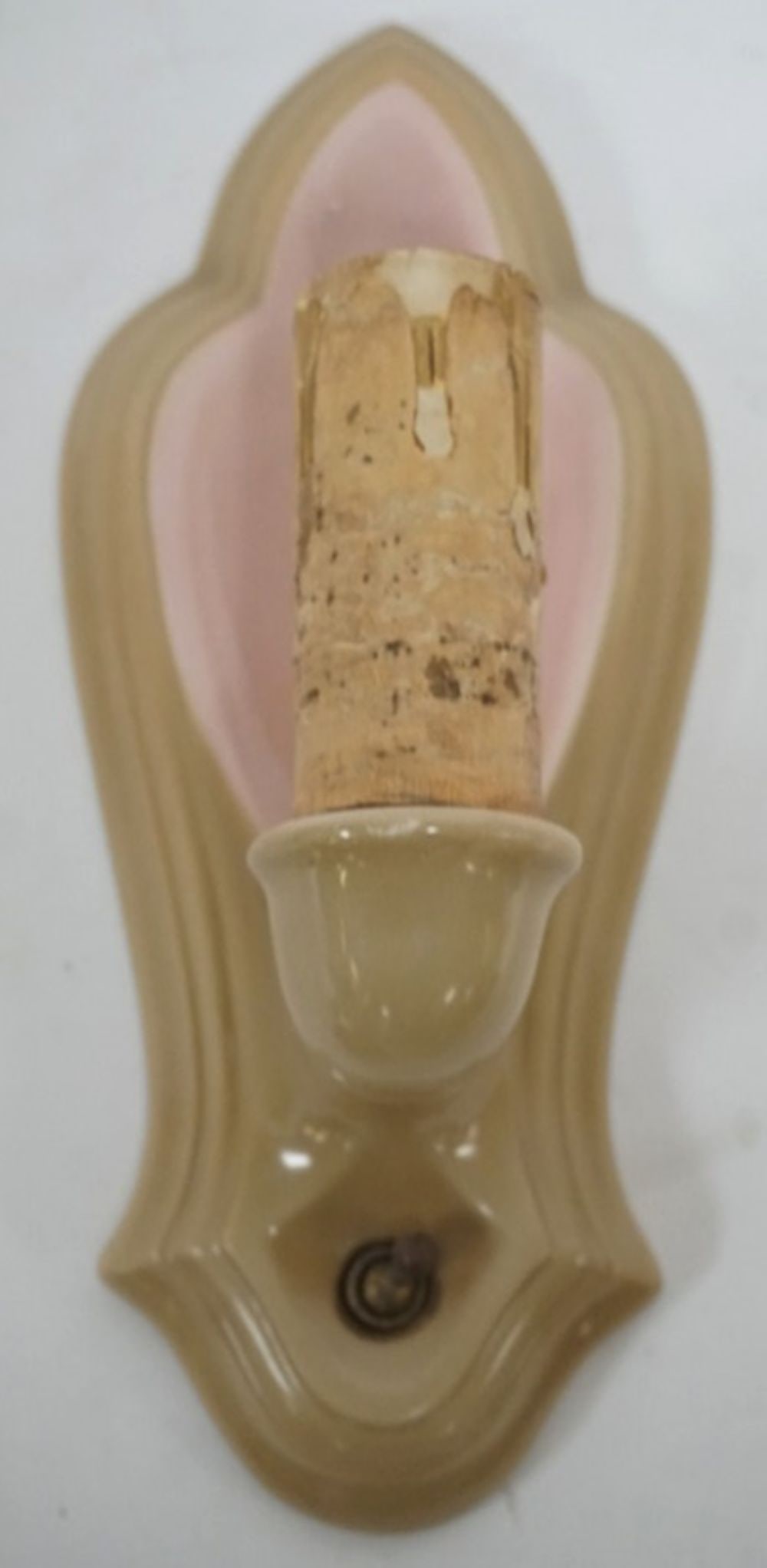 LENOX PINK AND BROWN WALL SCONCE: LENOX PINK AND BROWN WALL SCONCE, APPROXIMATELY 10 IN H