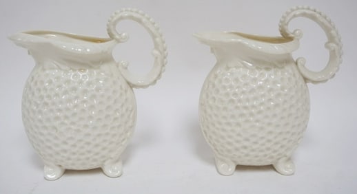 2 LENOX GREEN MARK DIMPLED PITCHERS
