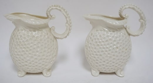 2 LENOX GREEN MARK DIMPLED PITCHERS