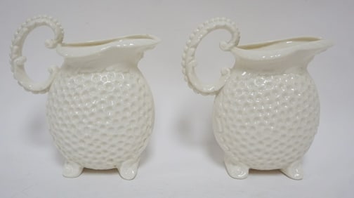 2 LENOX GREEN MARK DIMPLED PITCHERS