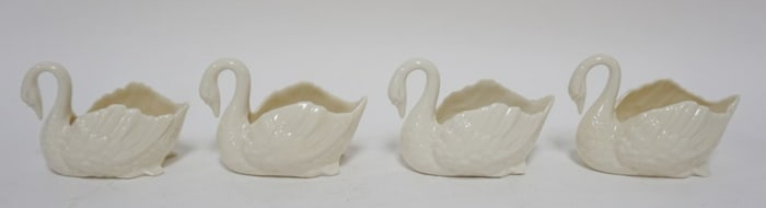 4 LENOX GREEN MARK SWANS