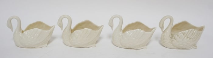 4 LENOX GREEN MARK SWANS