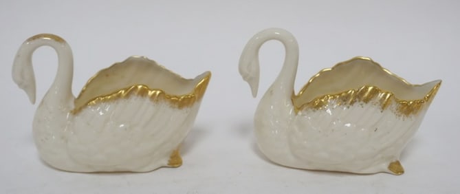 2 LENOX GREEN MARK SWANS