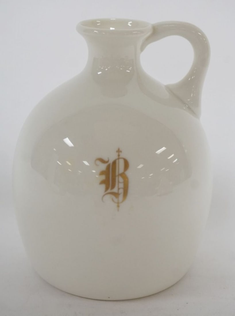 LENOX GREEN MARK DECANTOR: LENOX GREEN MARK DECANTOR MONOGRAMMED, APPROXIMATELY 6 1/4 IN