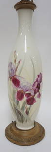 LARGE PORCELAIN FLORAL TABLE LAMP: LARGE PORCELAIN HAND PAINTED FLORAL TABLE LAMP, ARTIST SIGNED J NOSEK, APPROXIMATELY 35 IN OVERALL