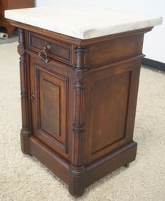 VICTORIAN WALNUT MARBLE TOP STAND