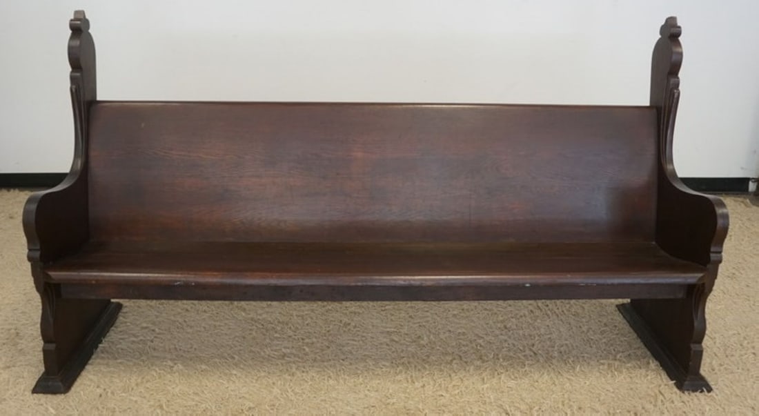 ANTIQUE OAK CHURCH PEW (1 of 4)