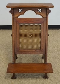 OAK VICTORIAN CANE BACK PRAYER BENCH